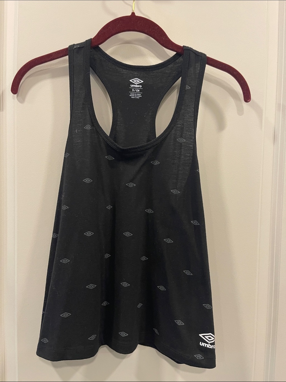 Umbro Black Racerback Tank with Micro Logo Pattern